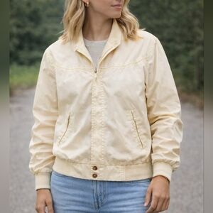 Vintage 80s 90s "Windbreaker" Brand Cream Bomber Jacket Size M